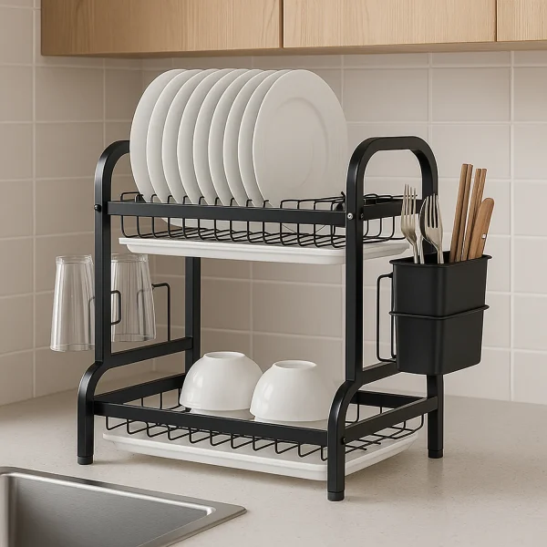 Secador Escurridor de Loza 2 Niveles – Acero Inoxidable